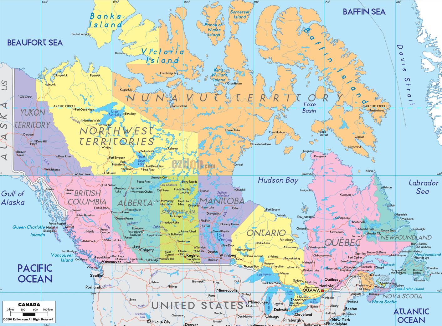 Karte Von Kanada Mit Hauptstadten Und Grosseren Stadten Karte Von Kanada Mit Den Wichtigsten Stadten Und Hauptstadten Nord Amerika Amerika