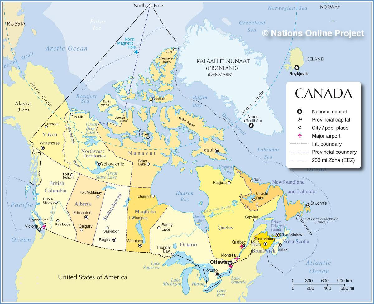 Karte Von Kanada Stadte Und Provinzen Karte Von Kanada Stadte Und Provinzen Nord Amerika Amerika