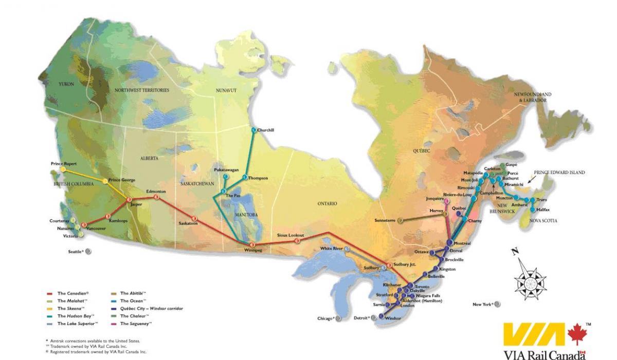 Canada rail network map