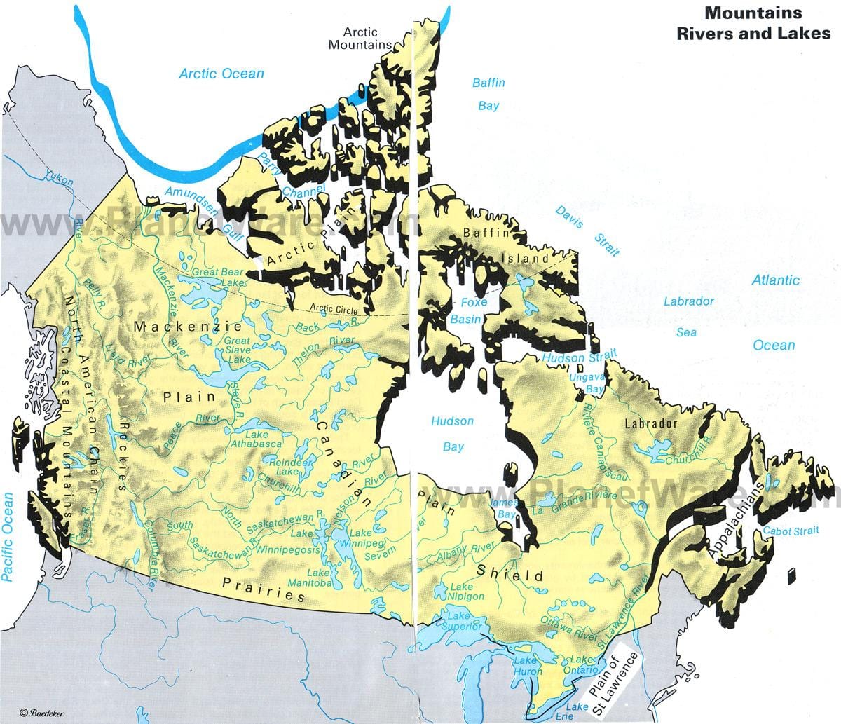 Berge in Kanada-map