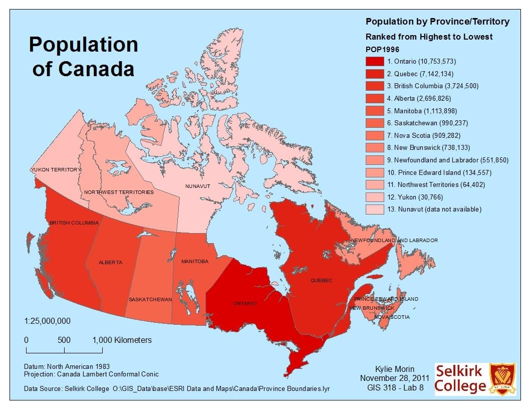 demografische Karte von Kanada