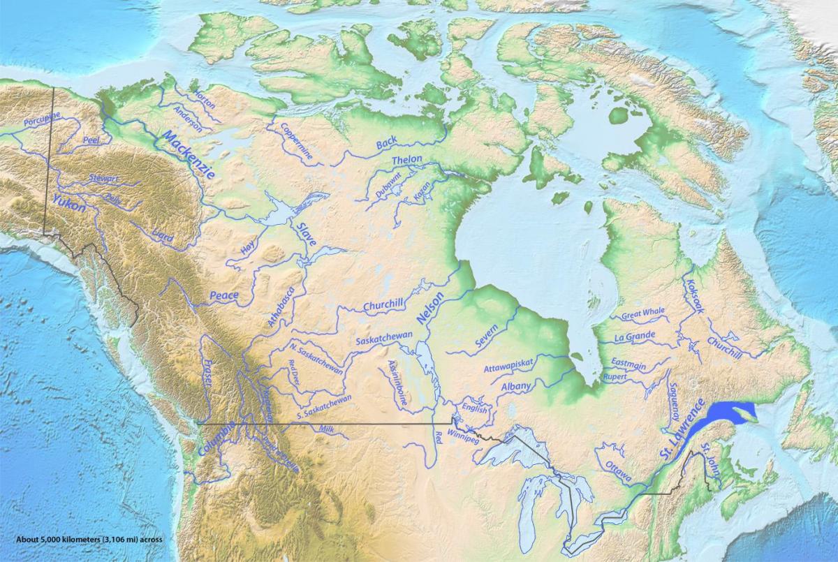 Kanadas Flüsse Karte