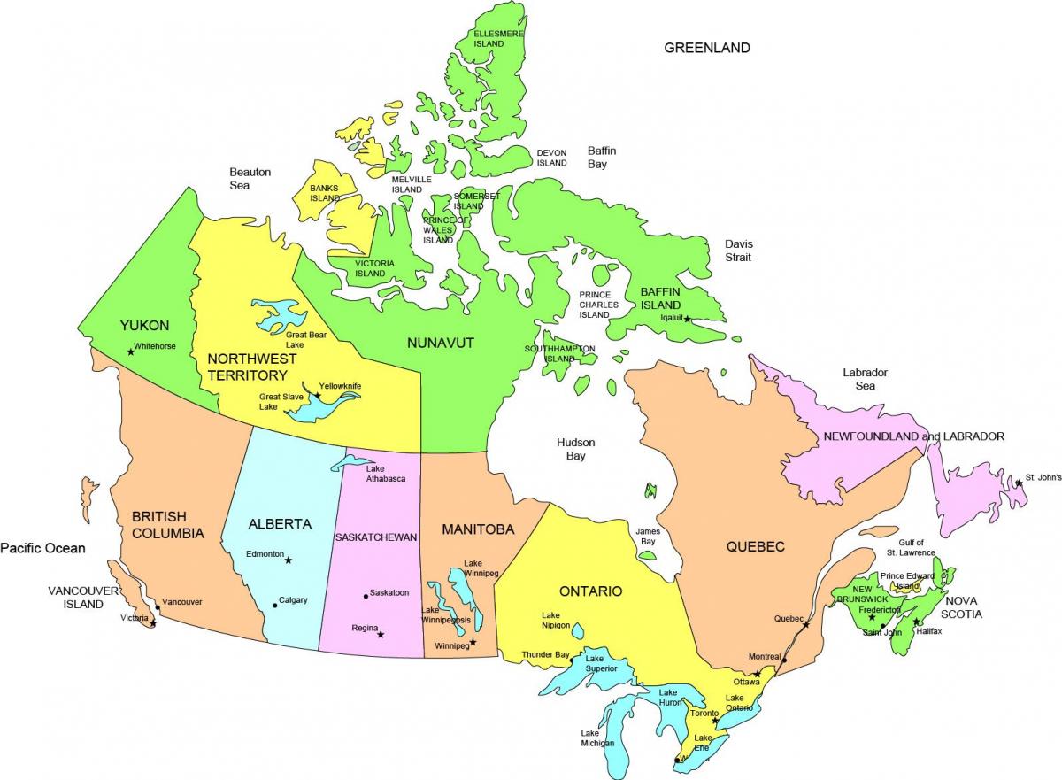 Karte von Kanada-Staaten