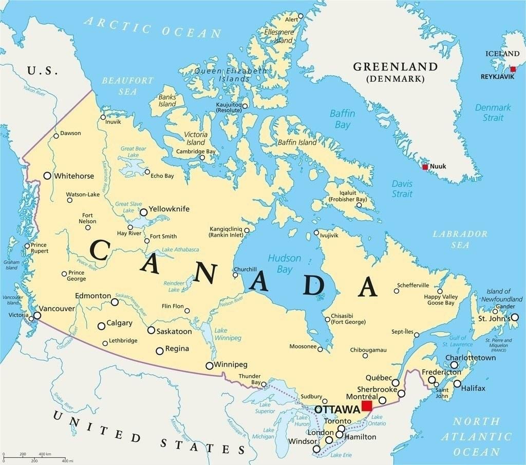 Karte von Kanada 1700