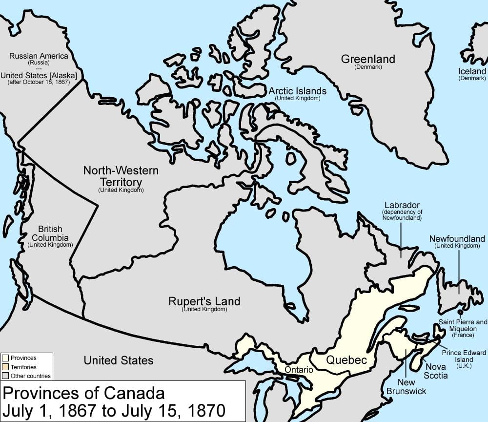 Karte von Kanada 1867