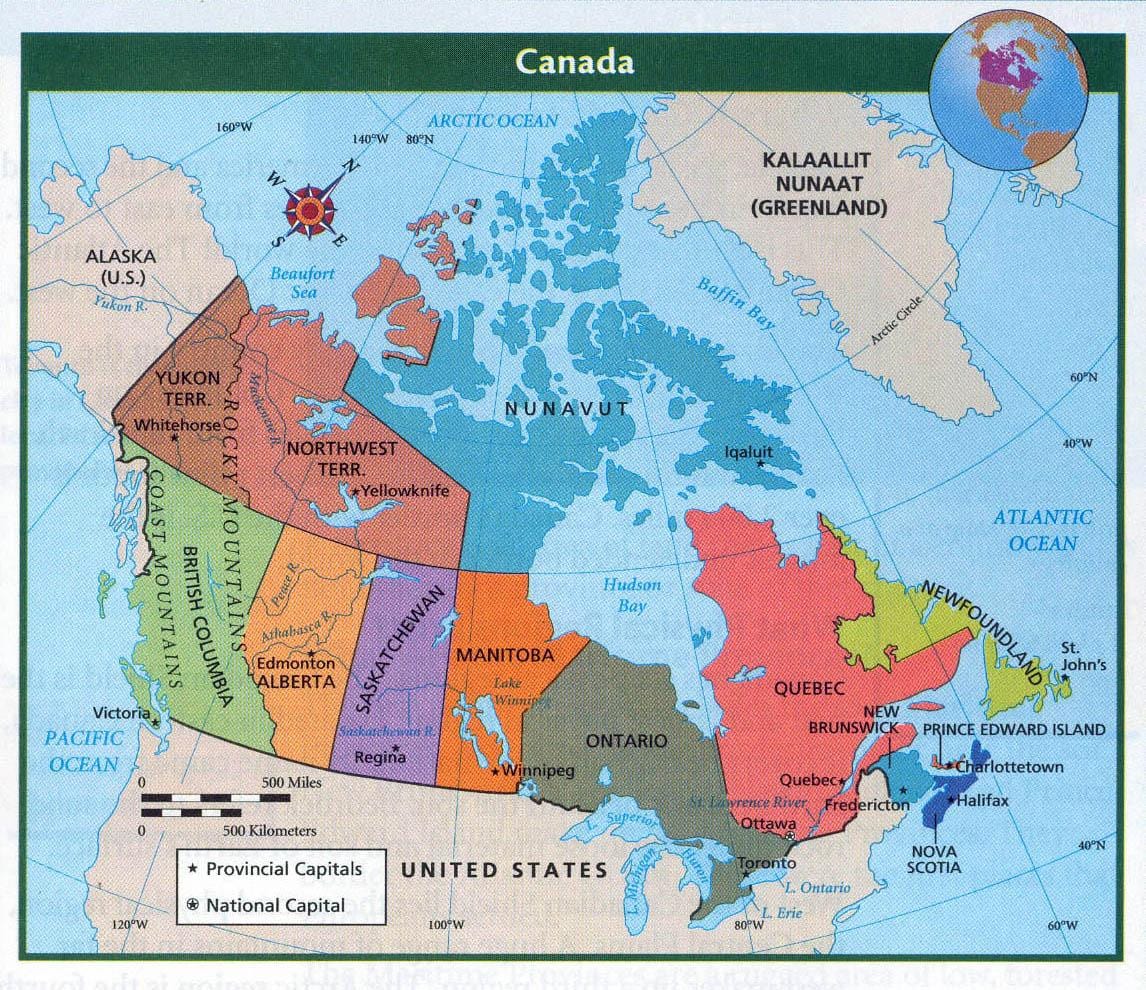 Karte von Kanada und den großen Städten