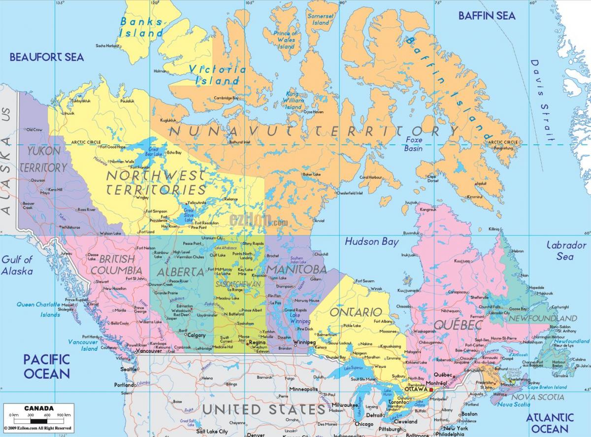 detaillierte Karte von Ost-Kanada