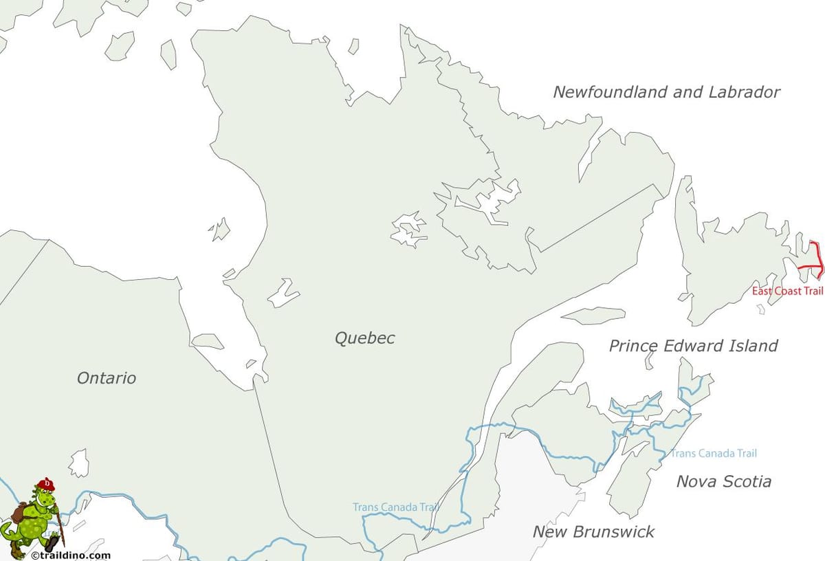 Karte von Ostküste und Kanada