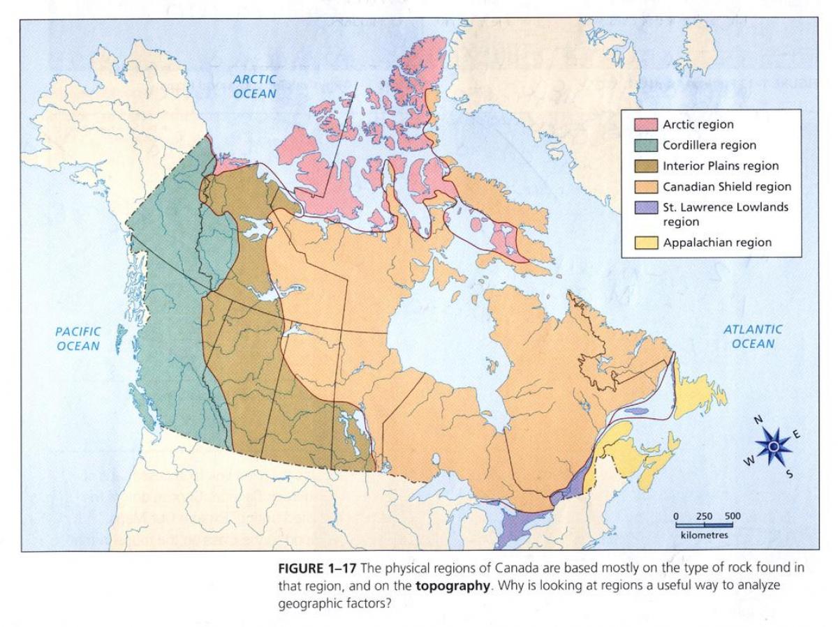 Physiographischen Karte Von Kanada Physiographischen