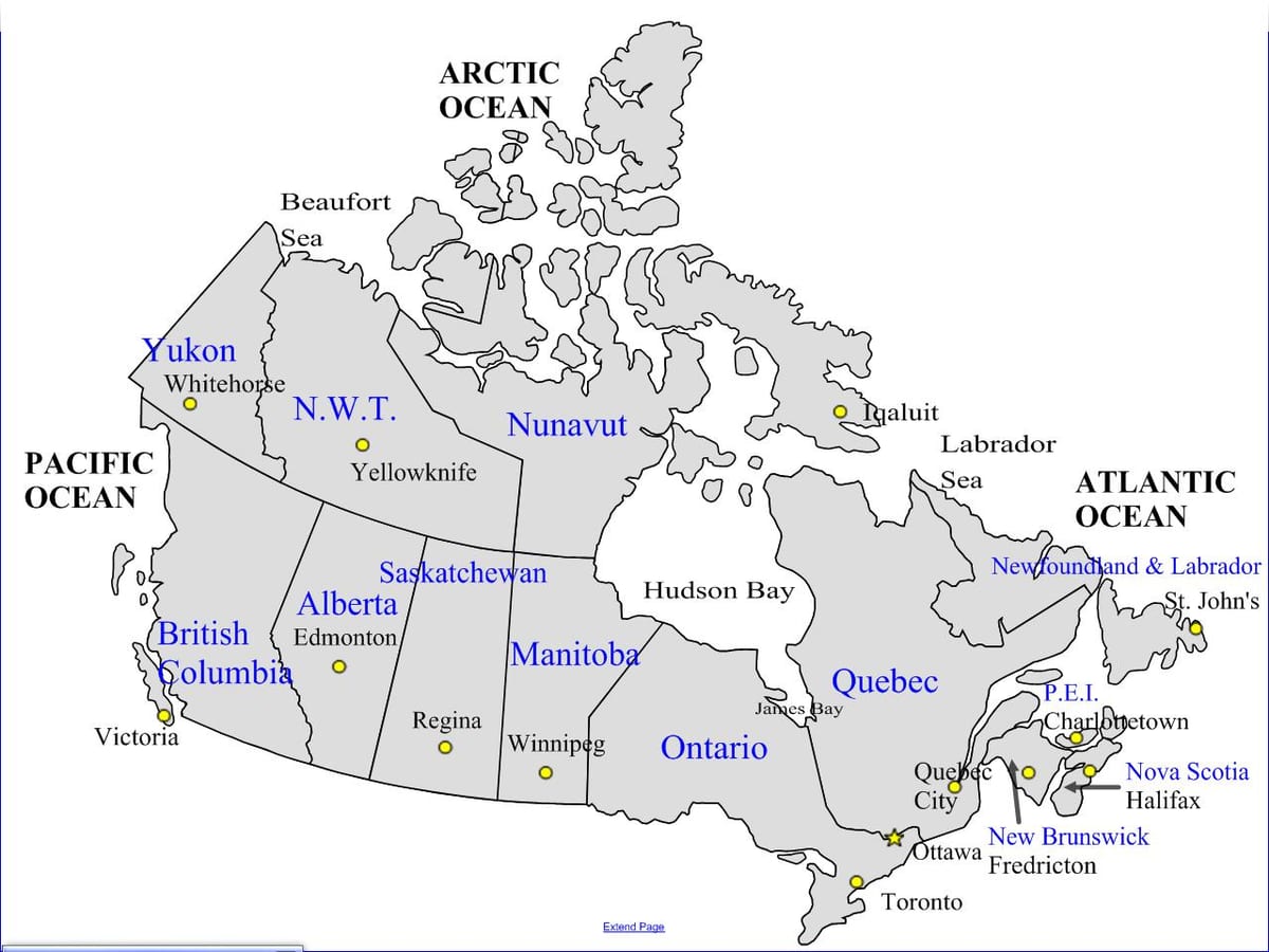 Straßenkarte von Kanada und Provinzen