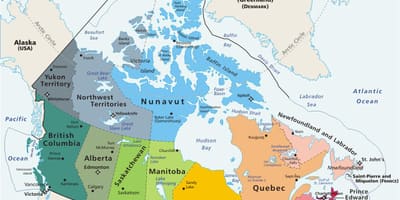 Farbige Karte von Kanada mit den Provinzen