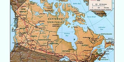 Karte von Kanada Landschaftsformen