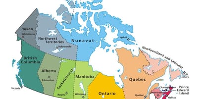 Karte von Kanada zeigen, Provinzen und Territorien