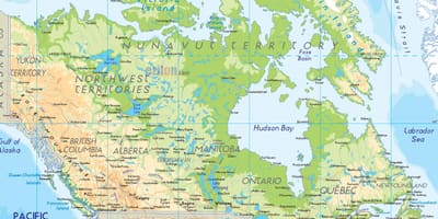 Eine physische Karte von Kanada